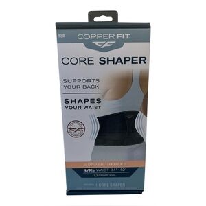 New Copper Fit Core Shaper Supports Back/Shapes waist L/XL‎ 34”-42” Charcoal NIB